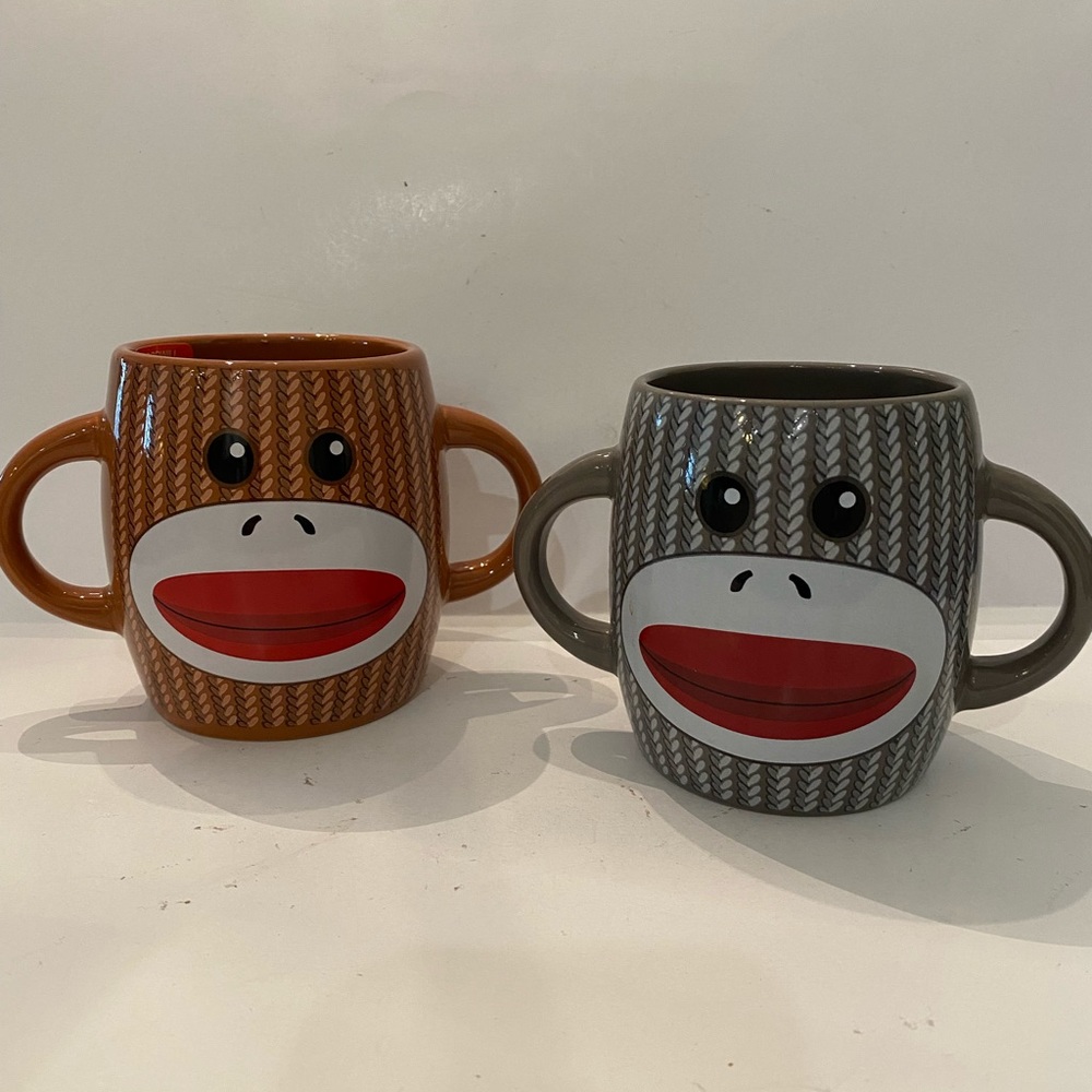 Sock Monkey Two Handled Ceramic Mug